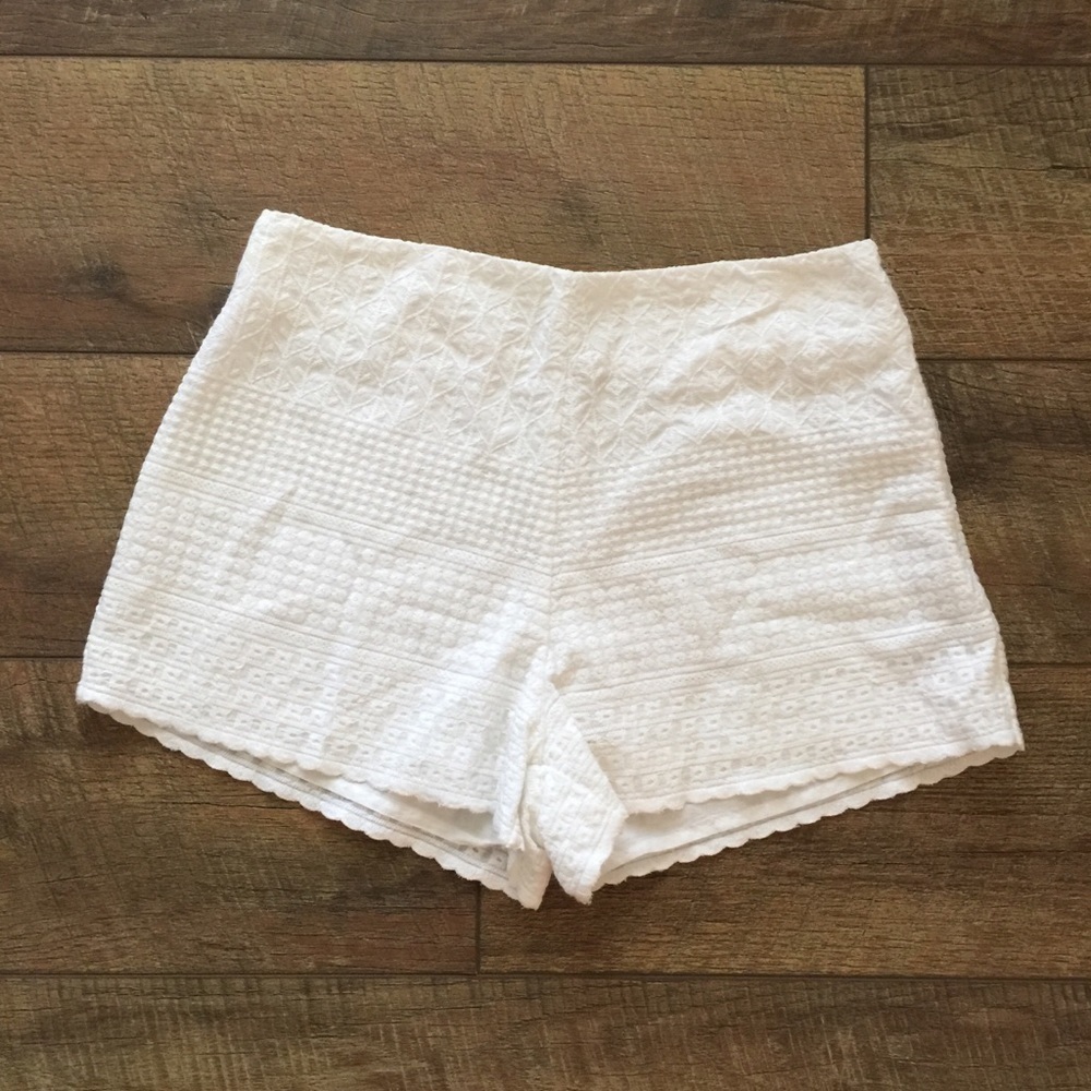 Free People White Textured High Waisted Shorts